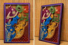 Iron Painted Rect Radha Krishna With Led