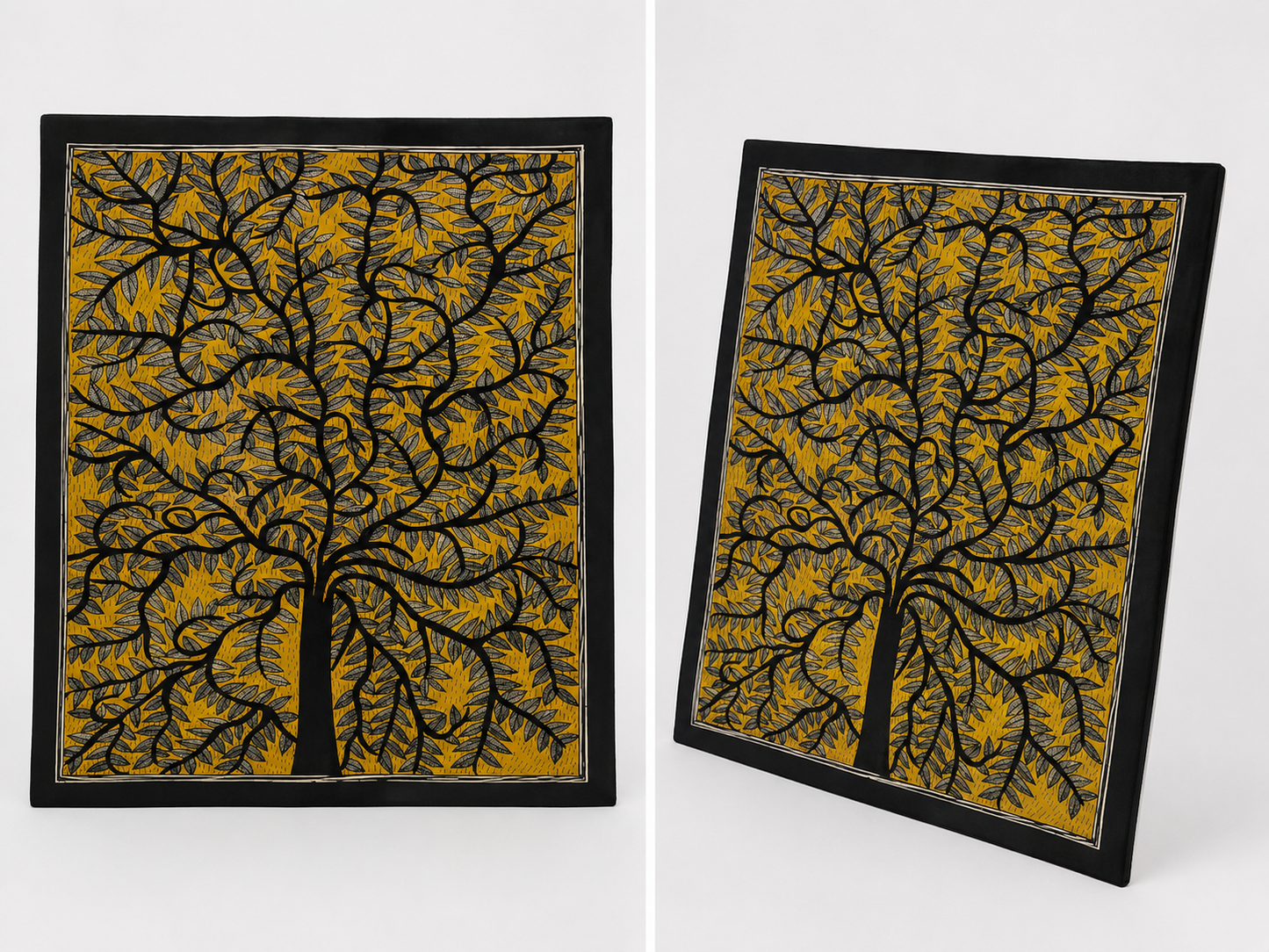Colourful Yellow tree Madhubani Painting