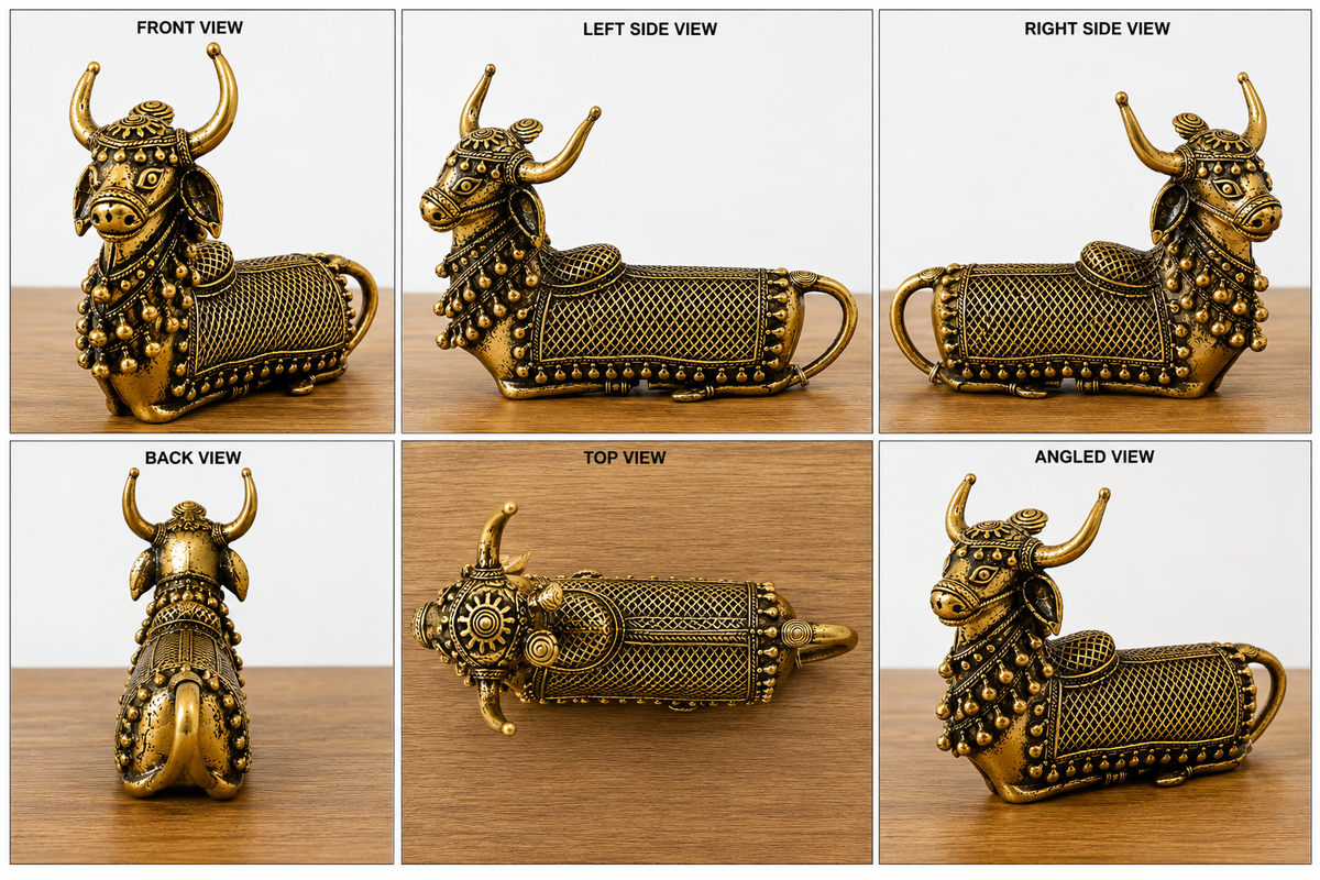 Nandi in Jali Art & Bells around