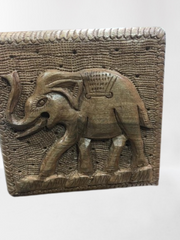 Elephant Carving Walnut Wood Jewellery Box