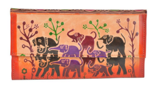 Elephant Design Leather Purse