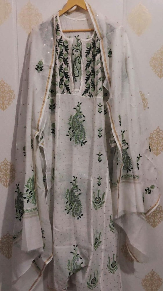 Ethnic White Hand Embroidery Chikankari Kurti– Gi Heritage