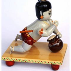 Handmade Etikoppaka Wooden Toy Of Cute Crawling Kanha