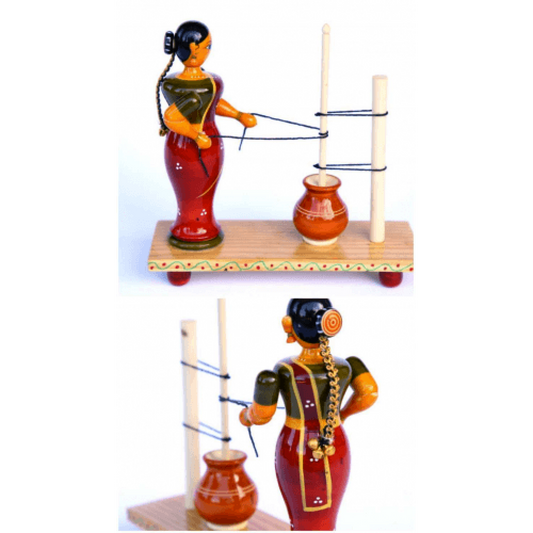 Handmade Etikoppaka Beautiful Wooden Ghee making Doll For Decoration Purpose