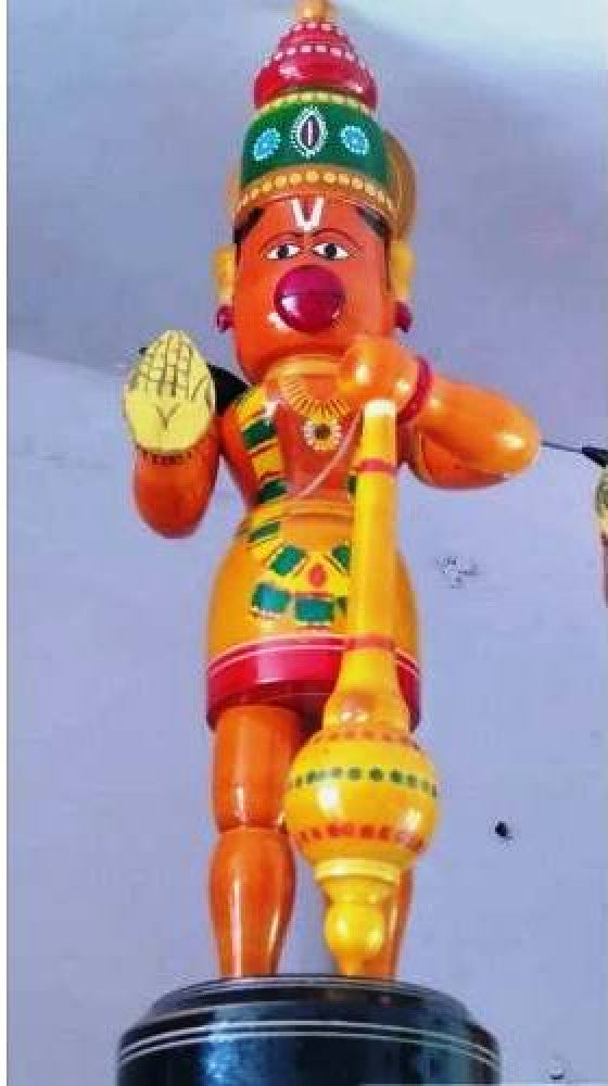 Handmade Lacquer Wooden Etikoppaka Toy Of Lord Hanuman