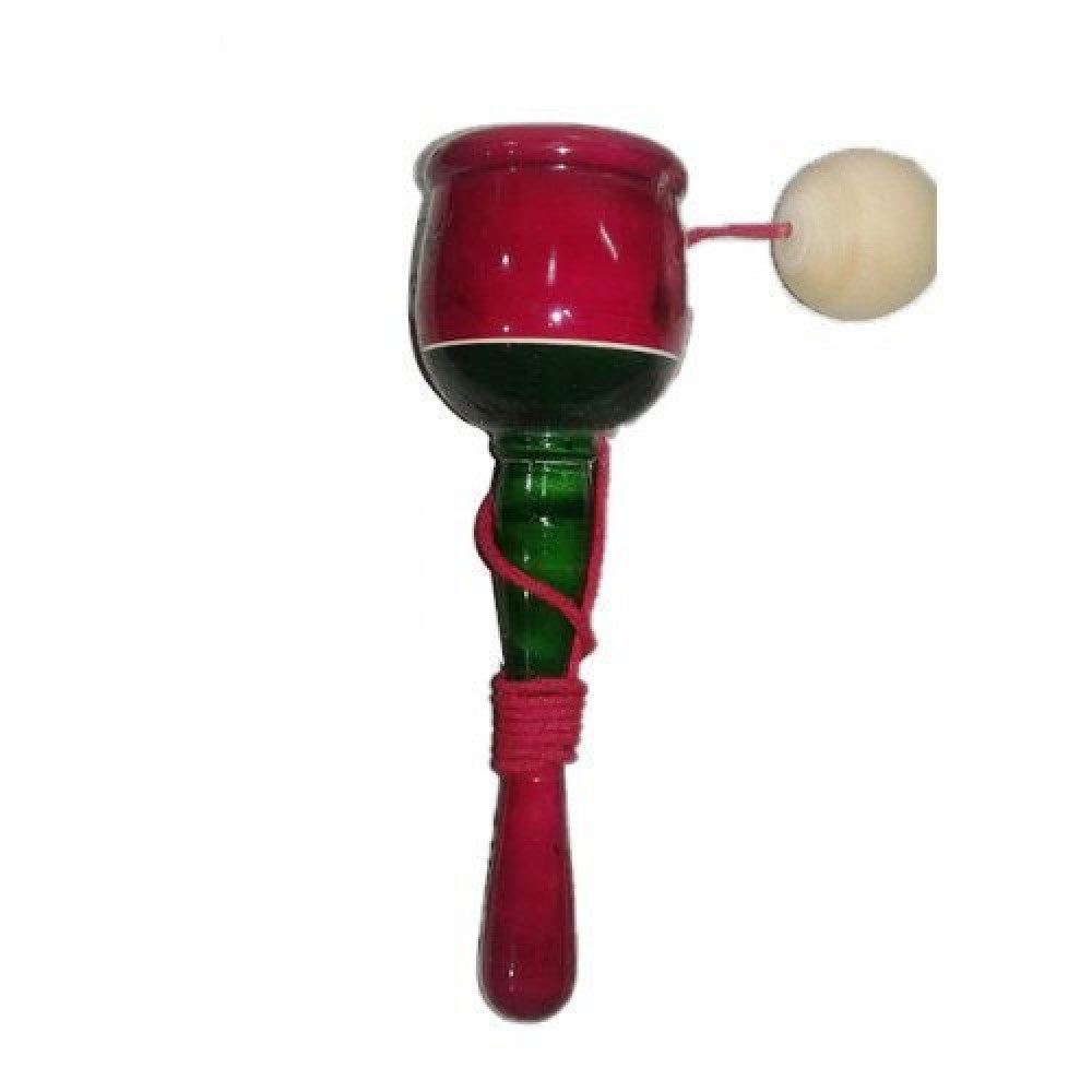 Handmade Lacquer Wooden Etikoppaka Toy In Red Colours For Kids