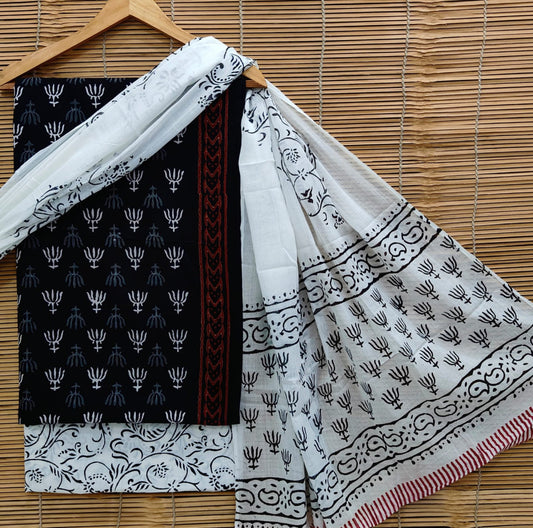 Exclusive Bagru Hand Block Printed Cotton Suit Material With Cotton Dupatta Style 10