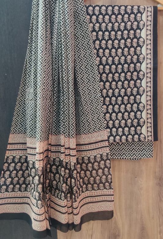 Exclusive Bagru Hand Block Printed Cotton Suit Material With Cotton Dupatta Style 103