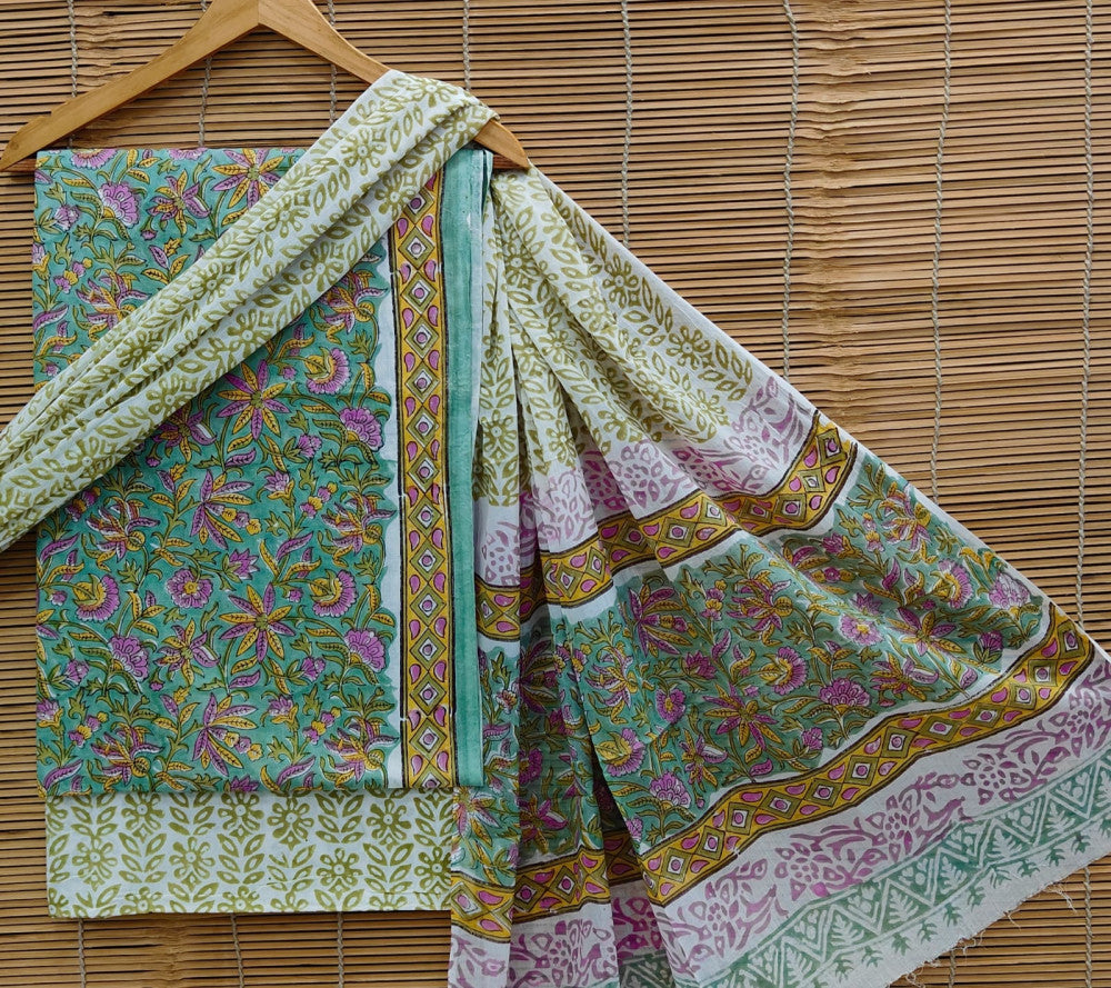 Exclusive Bagru Hand Block Printed Cotton Suit Material With Cotton Dupatta Style 11