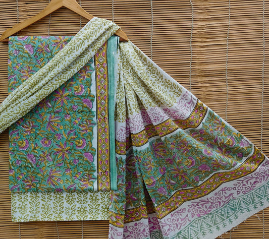 Exclusive Bagru Hand Block Printed Cotton Suit Material With Cotton Dupatta Style 11