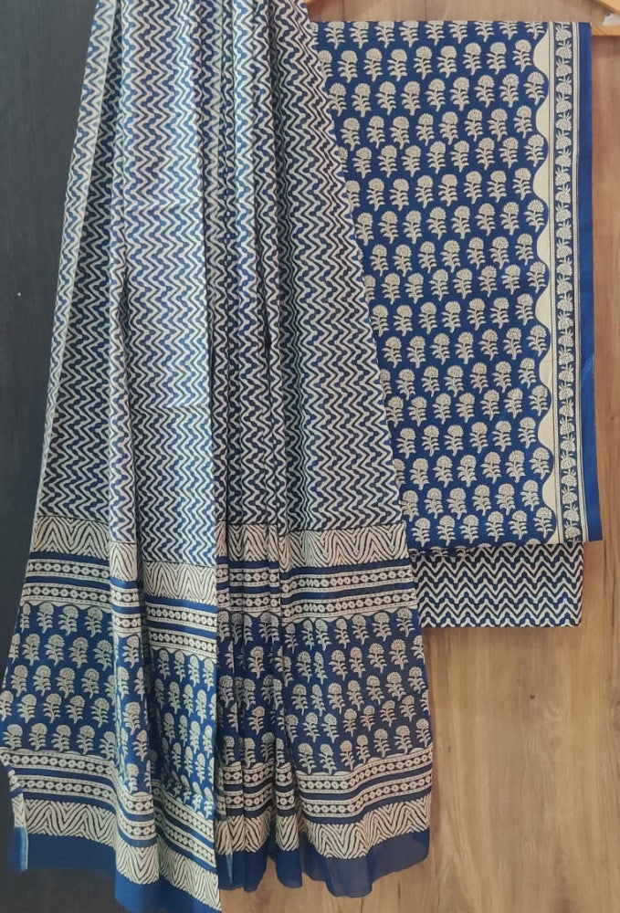 Exclusive Bagru Hand Block Printed Cotton Suit Material With Cotton Dupatta Style 113