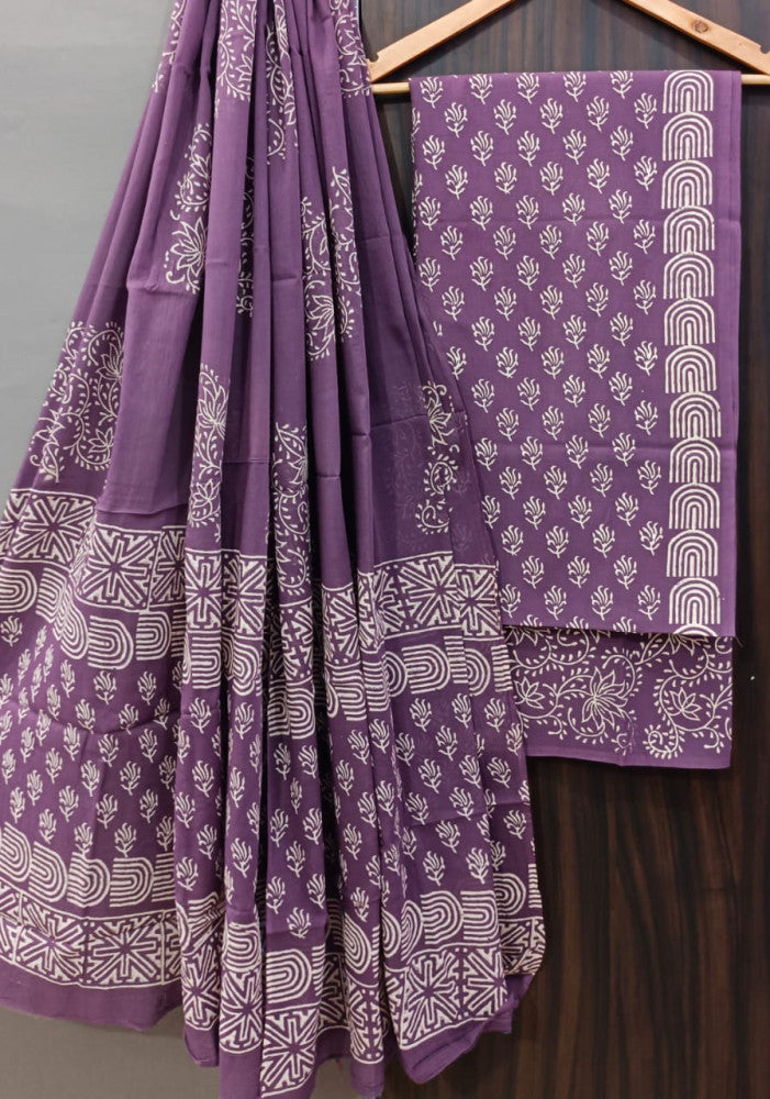 Exclusive Bagru Hand Block Printed Cotton Suit Material With Cotton Dupatta Style 121