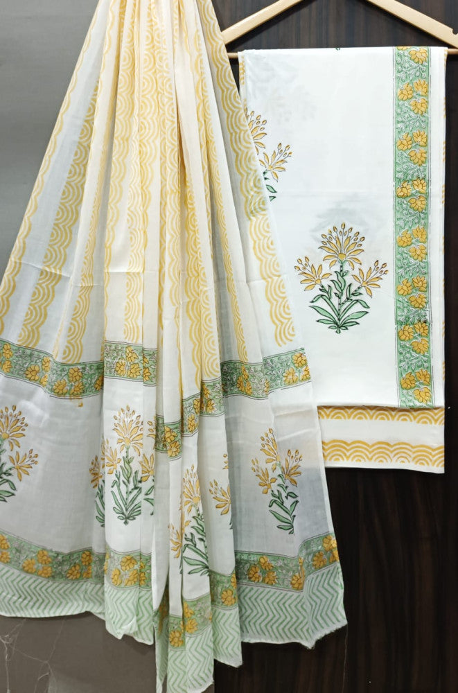 Exclusive Bagru Hand Block Printed Cotton Suit Material With Cotton Dupatta Style 122