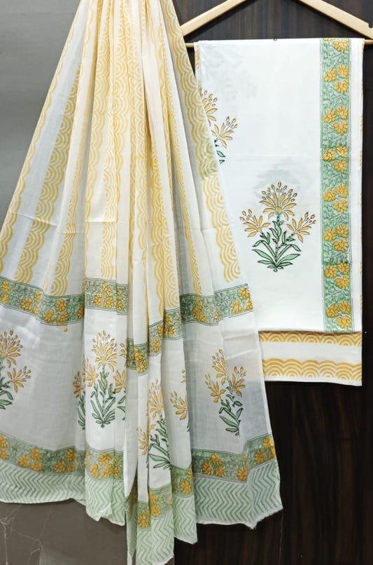 Exclusive Bagru Hand Block Printed Cotton Suit Material With Cotton Dupatta Style 122