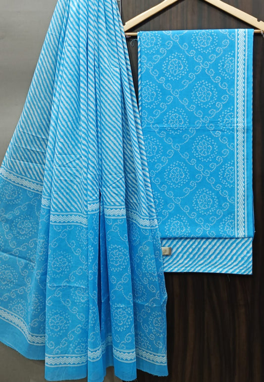 Exclusive Bagru Hand Block Printed Cotton Suit Material With Cotton Dupatta Style 124