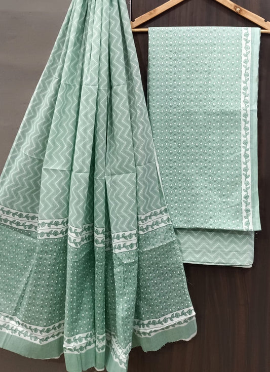 Exclusive Bagru Hand Block Printed Cotton Suit Material With Cotton Dupatta Style 126