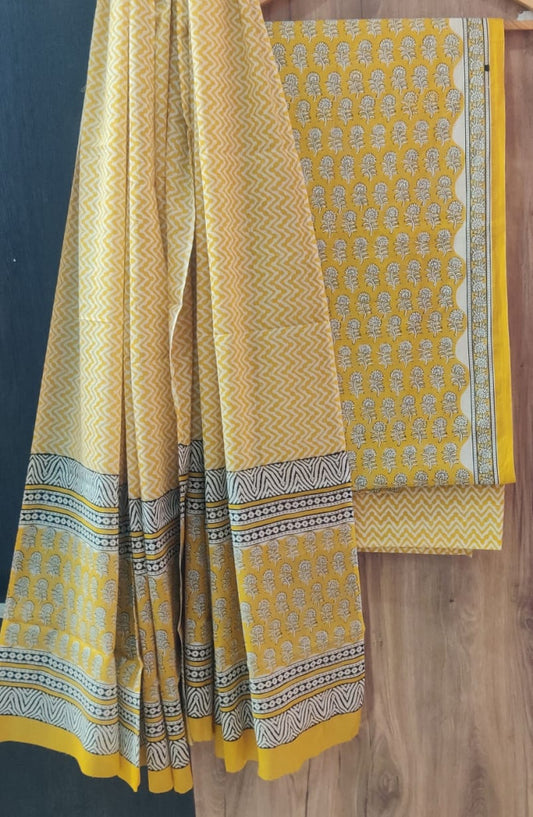 Exclusive Bagru Hand Block Printed Cotton Suit Material With Cotton Dupatta Style 130