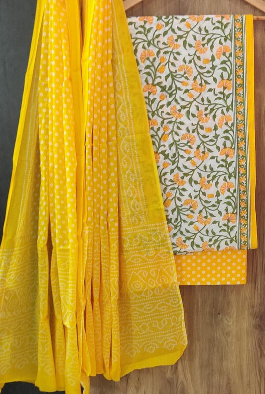 Exclusive Bagru Hand Block Printed Cotton Suit Material With Cotton Dupatta Style 132