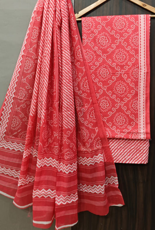 Exclusive Bagru Hand Block Printed Cotton Suit Material With Cotton Dupatta Style 135