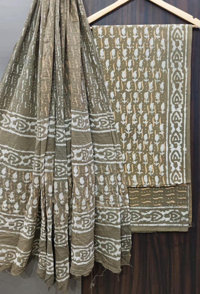 Exclusive Bagru Hand Block Printed Cotton Suit Material With Cotton Dupatta Style 137