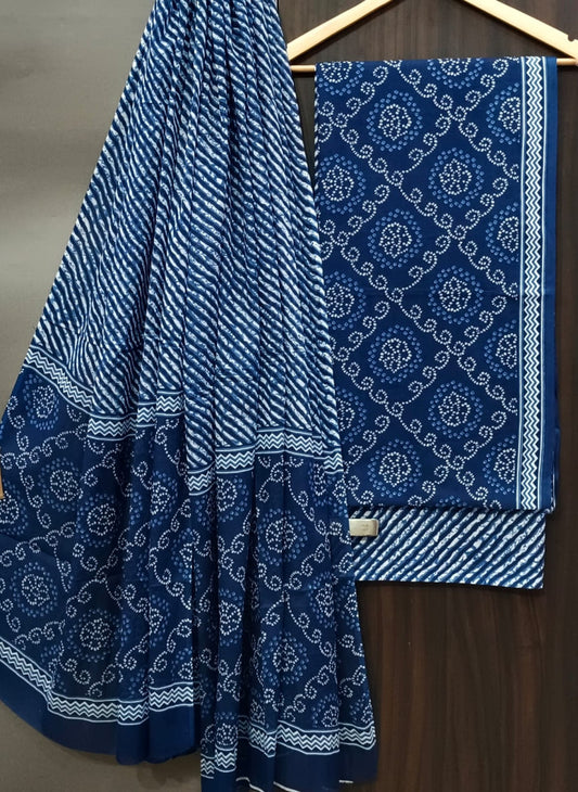 Exclusive Bagru Hand Block Printed Cotton Suit Material With Cotton Dupatta Style 144