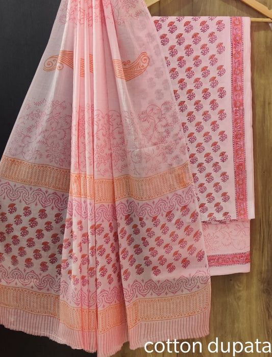 Exclusive Bagru Hand Block Printed Cotton Suit Material With Cotton Dupatta Style 155