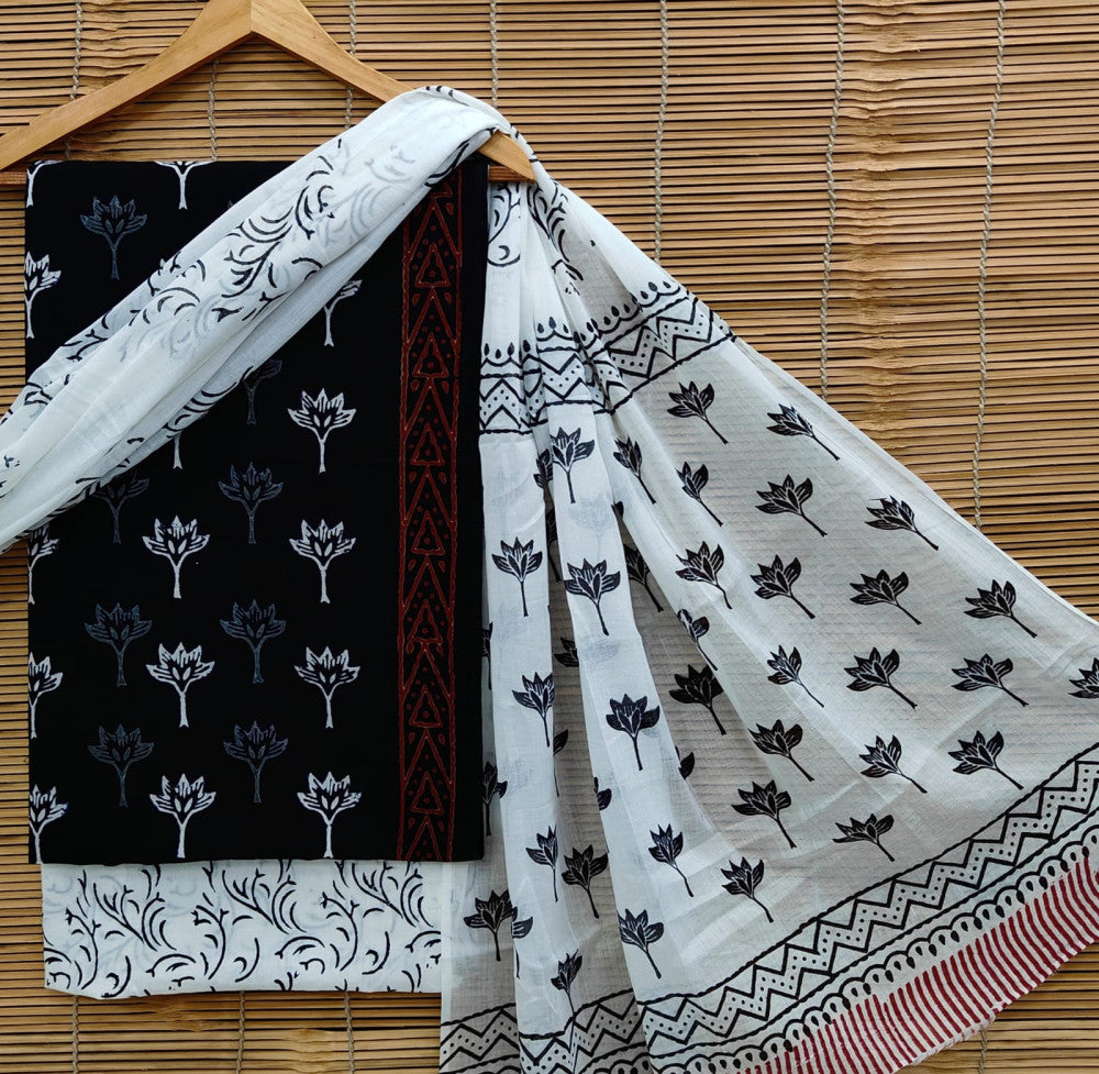 Exclusive Bagru Hand Block Printed Cotton Suit Material With Cotton Dupatta Style 17