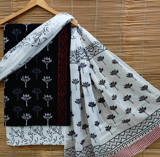 Exclusive Bagru Hand Block Printed Cotton Suit Material With Cotton Dupatta Style 17