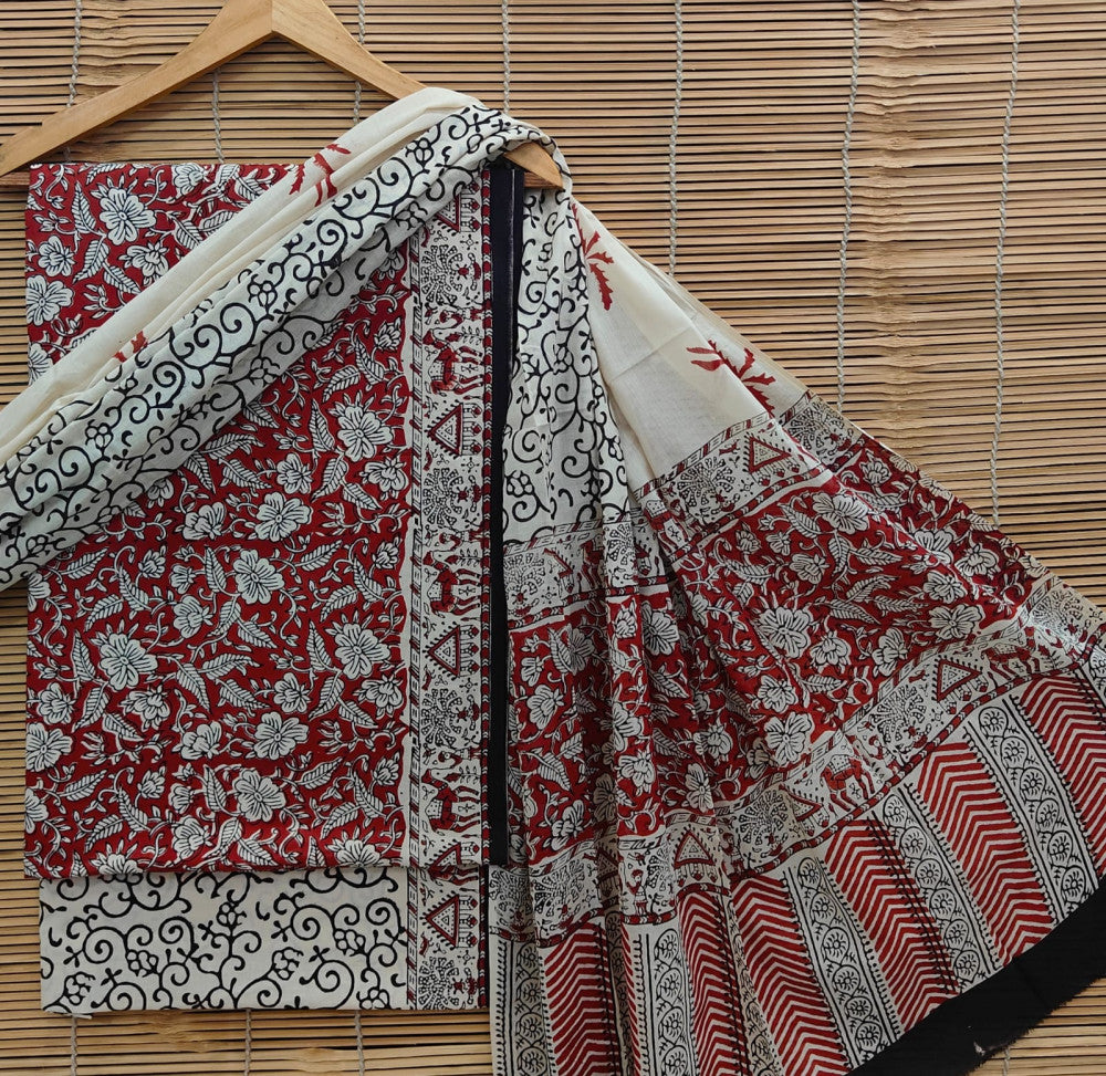 Exclusive Bagru Hand Block Printed Cotton Suit Material With Cotton Dupatta Style 18