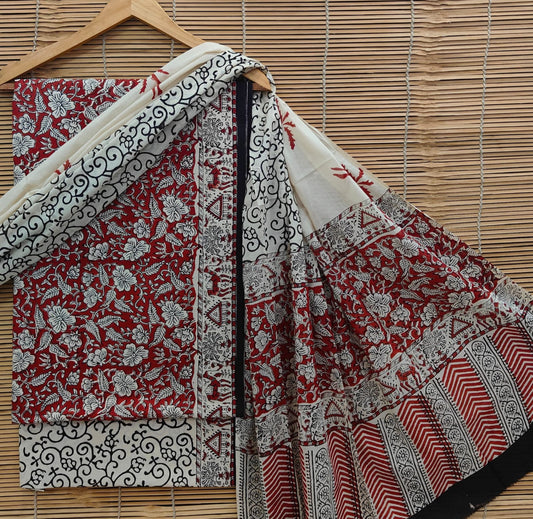 Exclusive Bagru Hand Block Printed Cotton Suit Material With Cotton Dupatta Style 18