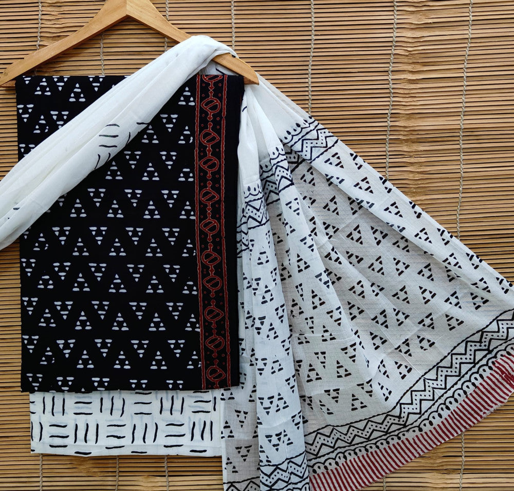 Exclusive Bagru Hand Block Printed Cotton Suit Material With Cotton Dupatta Style 19