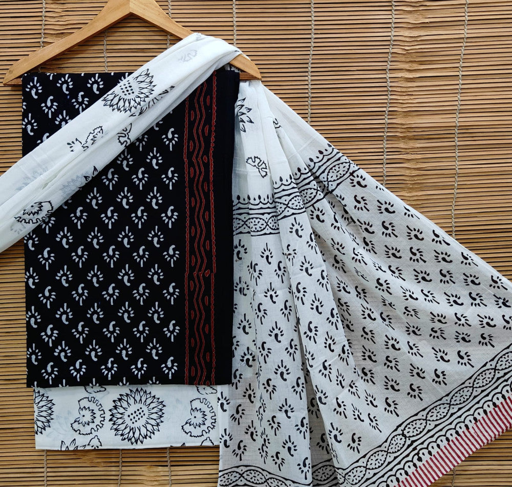 Exclusive Bagru Hand Block Printed Cotton Suit Material With Cotton Dupatta Style 20