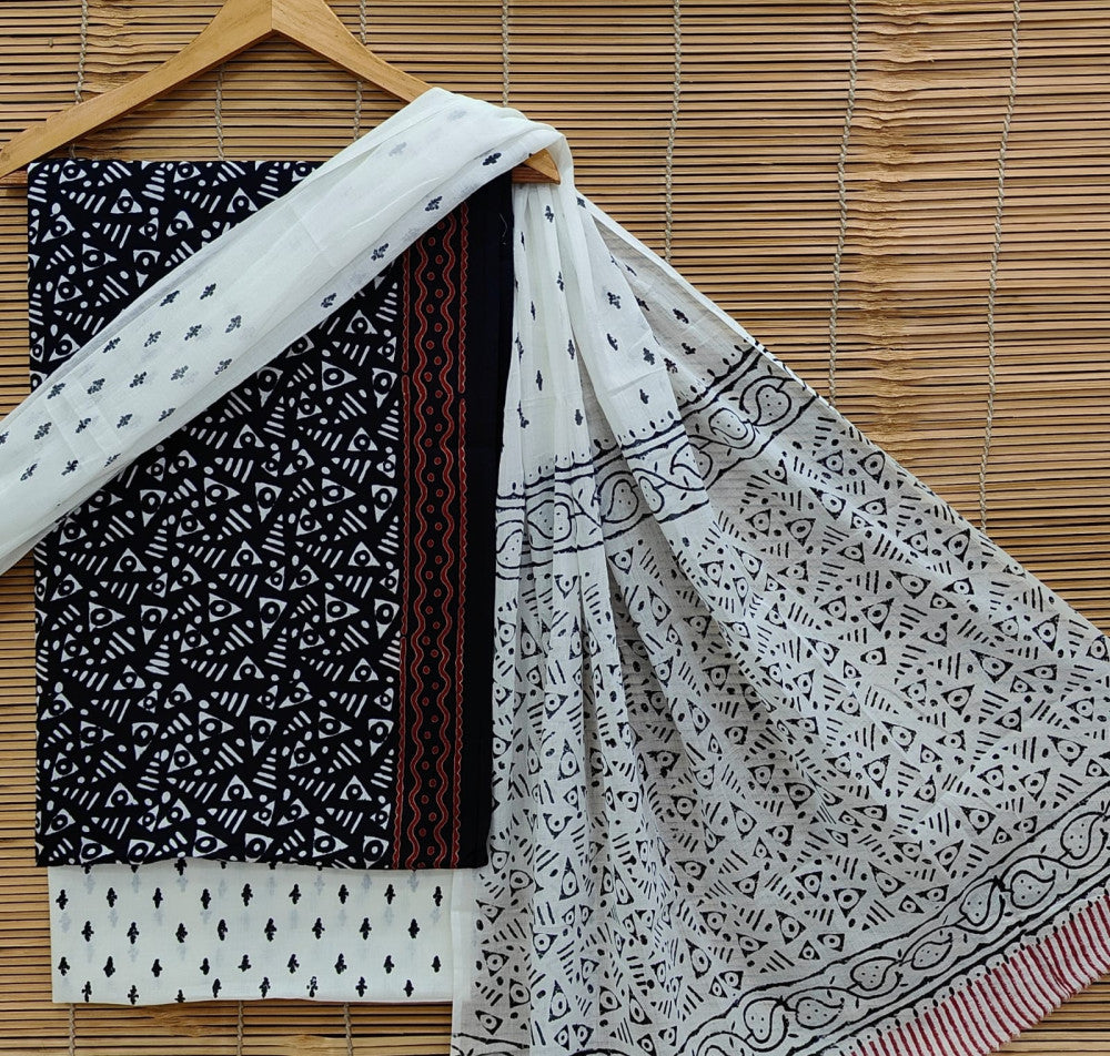 Exclusive Bagru Hand Block Printed Cotton Suit Material With Cotton Dupatta Style 27