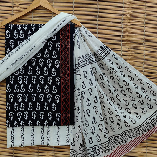 Exclusive Bagru Hand Block Printed Cotton Suit Material With Cotton Dupatta Style 30