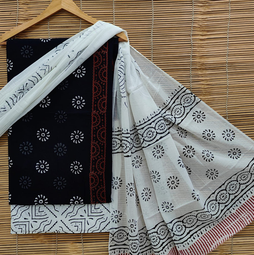 Exclusive Bagru Hand Block Printed Cotton Suit Material With Cotton Dupatta Style 32