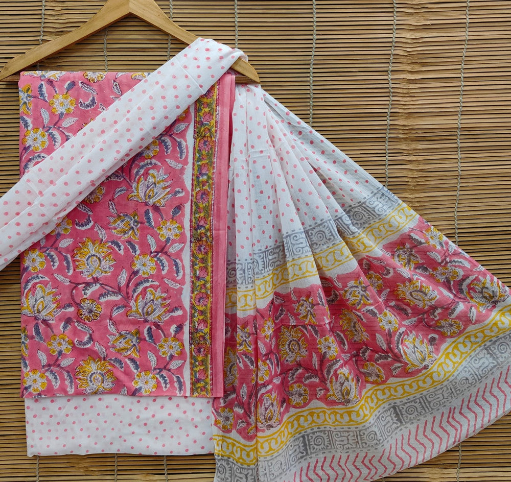 Exclusive Bagru Hand Block Printed Cotton Suit Material With Cotton Dupatta Style 33