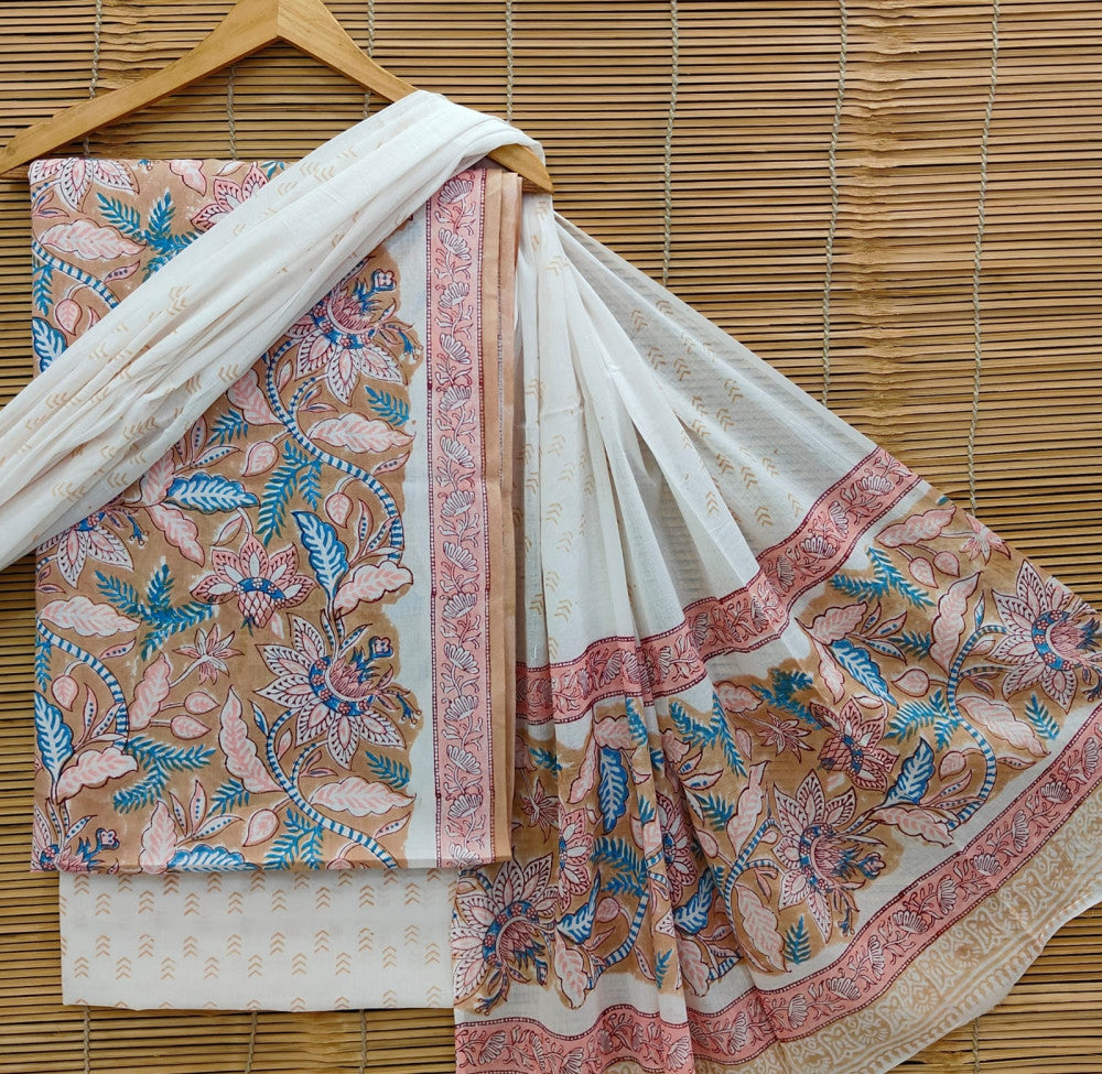 Exclusive Bagru Hand Block Printed Cotton Suit Material With Cotton Dupatta Style 34