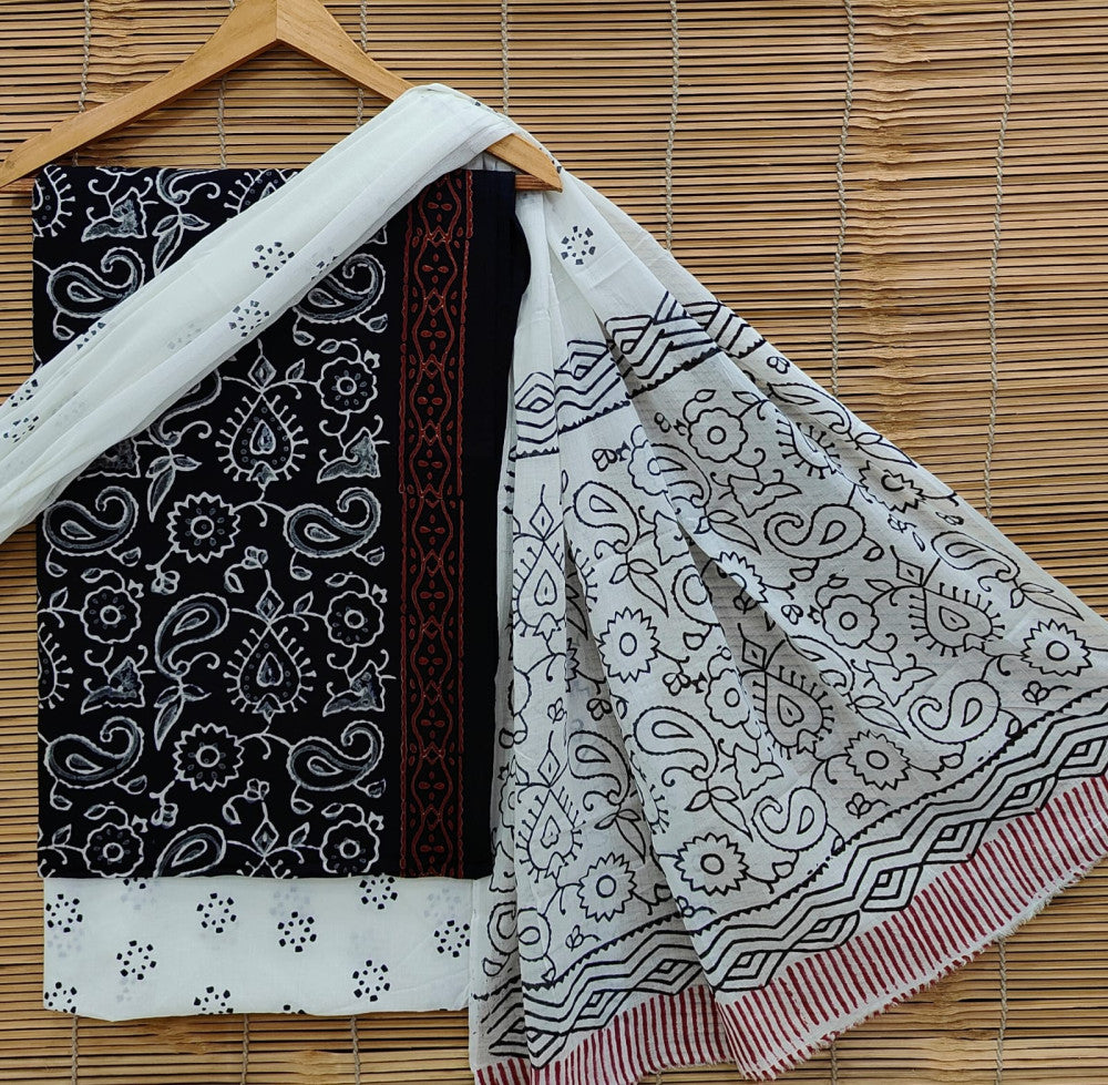 Exclusive Bagru Hand Block Printed Cotton Suit Material With Cotton Dupatta Style 35