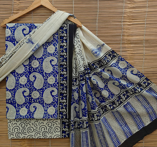 Exclusive Bagru Hand Block Printed Cotton Suit Material With Cotton Dupatta Style 38