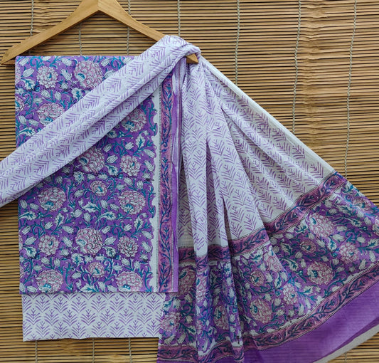 Exclusive Bagru Hand Block Printed Cotton Suit Material With Cotton Dupatta Style 40