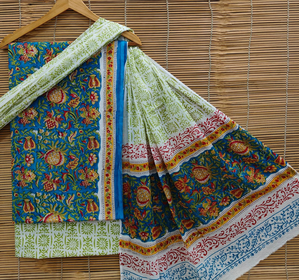 Exclusive Bagru Hand Block Printed Cotton Suit Material With Cotton Dupatta Style 41