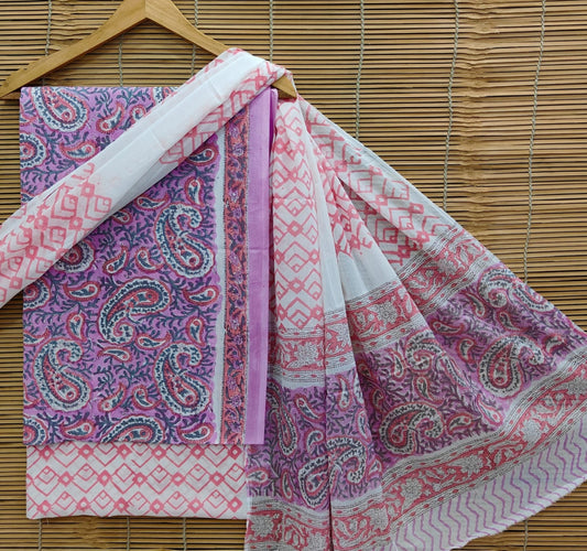 Exclusive Bagru Hand Block Printed Cotton Suit Material With Cotton Dupatta Style 43