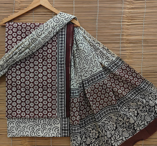 Exclusive Bagru Hand Block Printed Cotton Suit Material With Cotton Dupatta Style 44