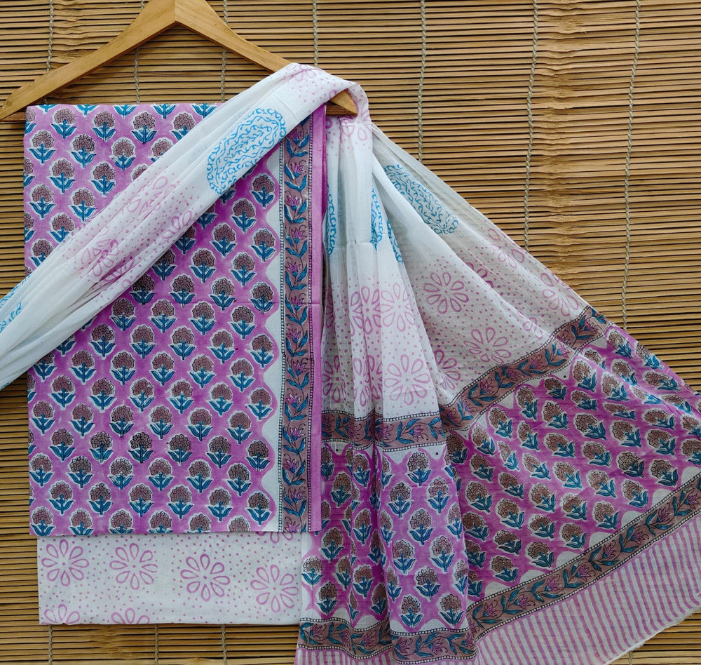 Exclusive Bagru Hand Block Printed Cotton Suit Material With Cotton Dupatta Style 49
