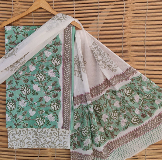 Exclusive Bagru Hand Block Printed Cotton Suit Material With Cotton Dupatta Style 54