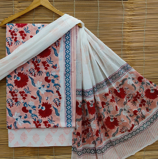Exclusive Bagru Hand Block Printed Cotton Suit Material With Cotton Dupatta Style 55