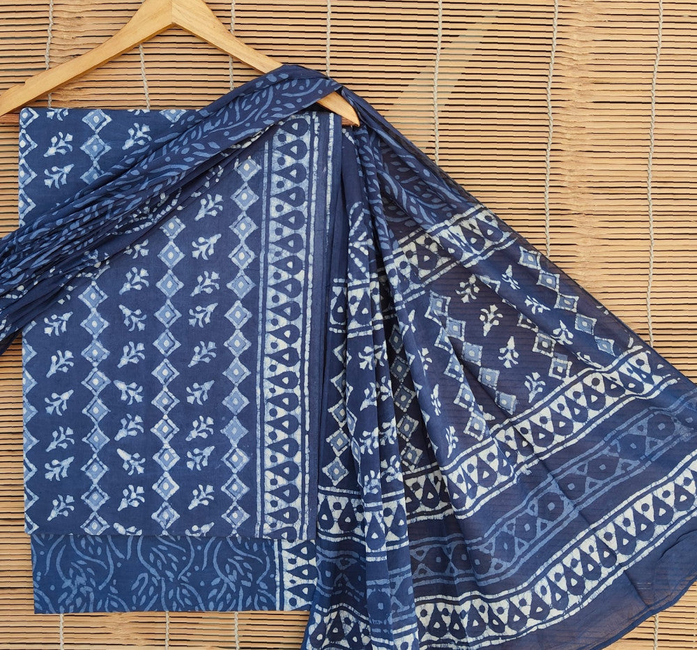 Exclusive Bagru Hand Block Printed Cotton Suit Material With Cotton Dupatta Style 59