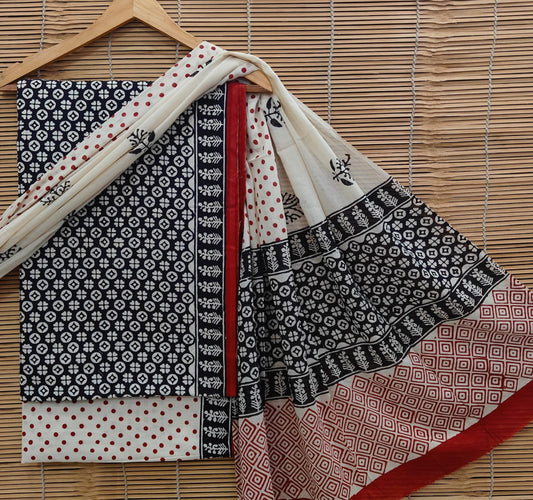 Exclusive Bagru Hand Block Printed Cotton Suit Material With Cotton Dupatta Style 6