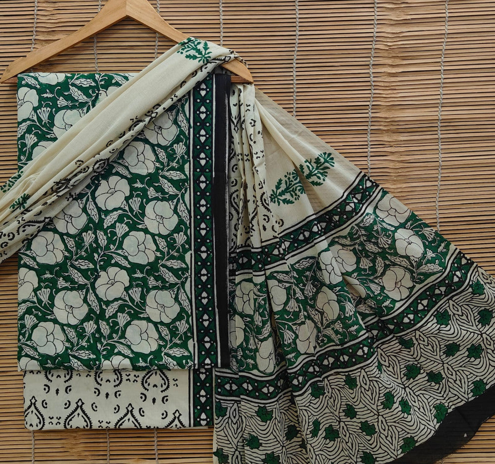 Exclusive Bagru Hand Block Printed Cotton Suit Material With Cotton Dupatta Style 60