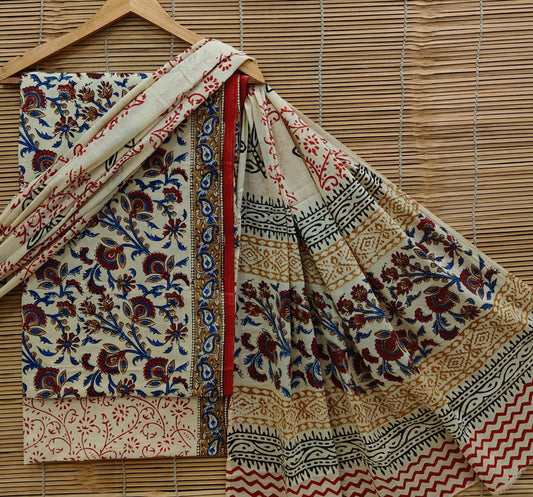 Exclusive Bagru Hand Block Printed Cotton Suit Material With Cotton Dupatta Style 63